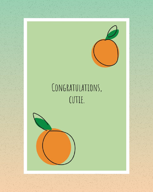 Congratulations Cutie postcard with gradient background