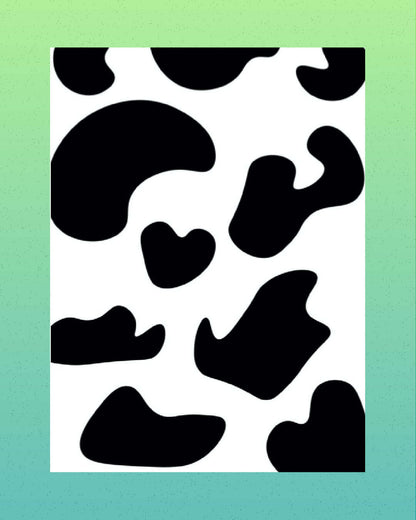 Cow print postcard with gradient background