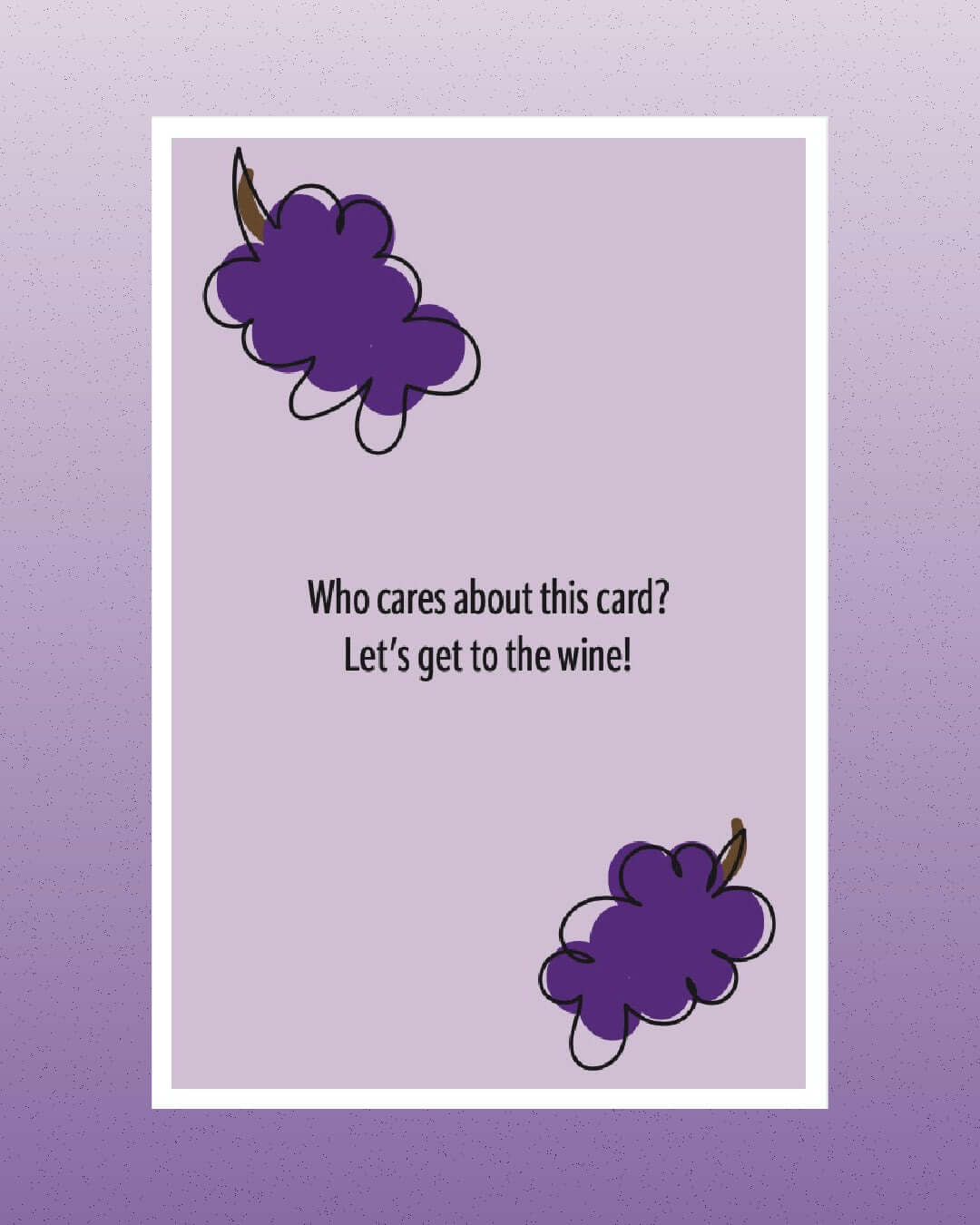 Fine Wine Celebration postcard with purple gradient background