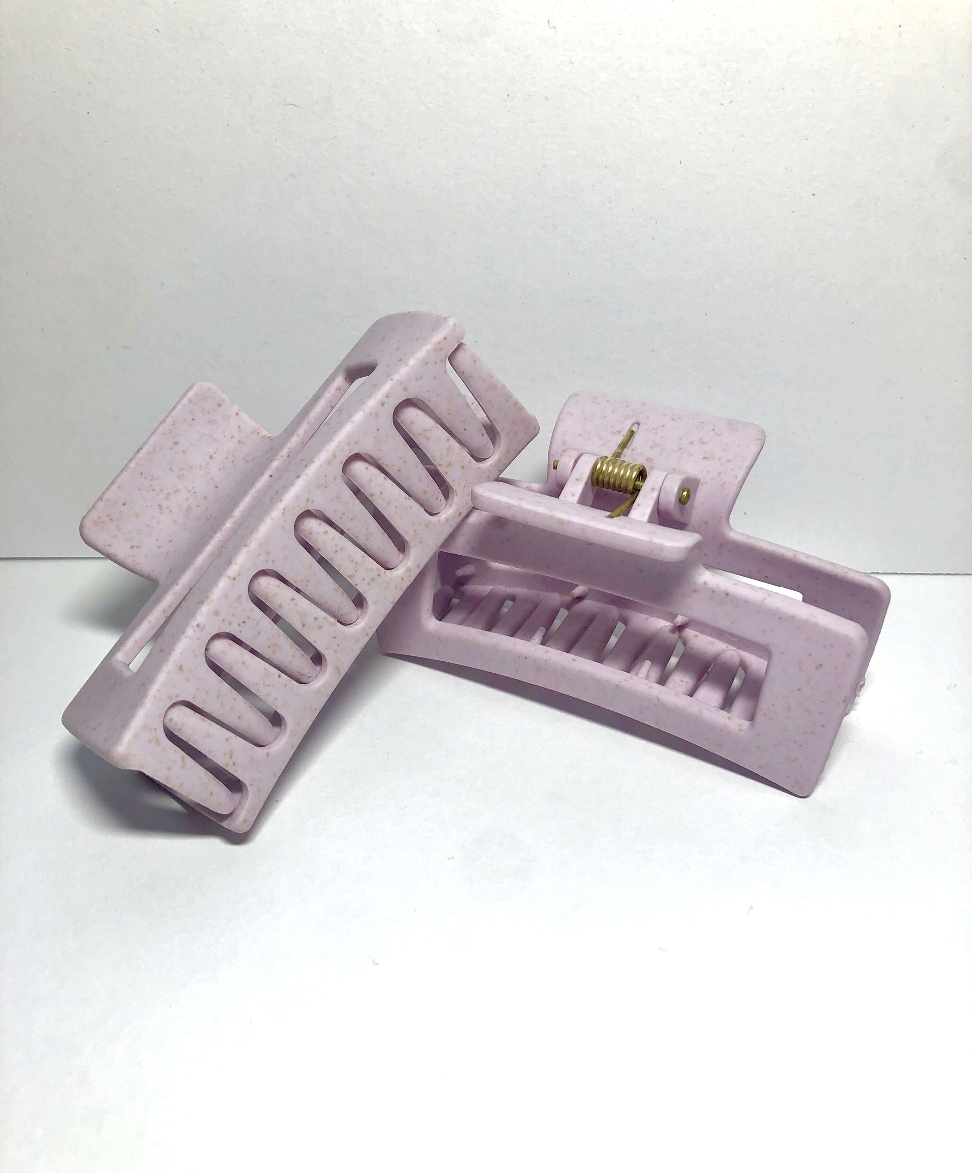 Two Soft Lavender claw clips arranged on top of each other