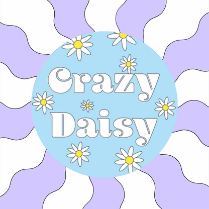 Crazy Daisy sticker with wavy background